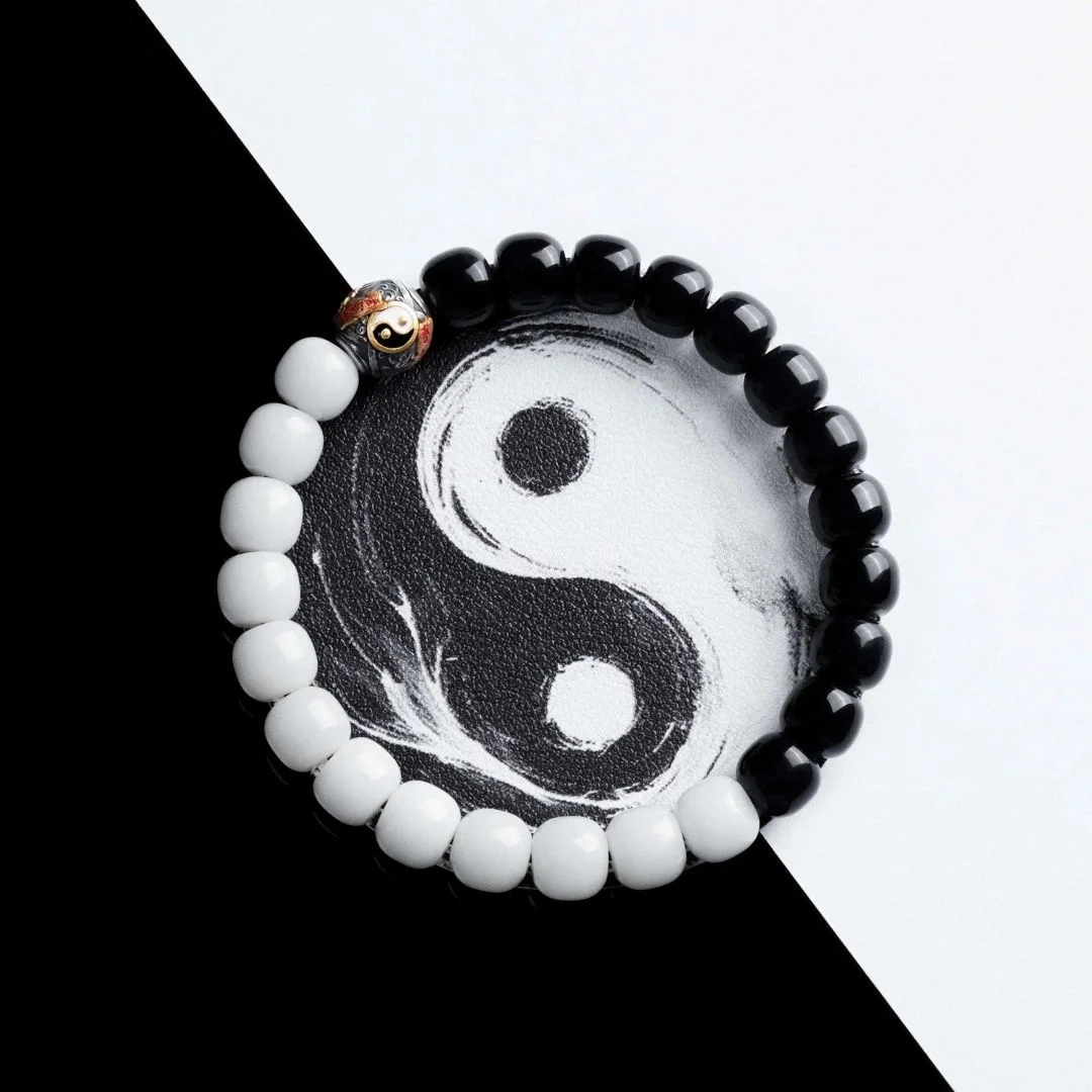 Chinese Style Good Luck Blessing Fortune Attracting Spacer Beads Yin Yang Tai Chi Nine Words Mantra Taoist Tianshi Sword Design