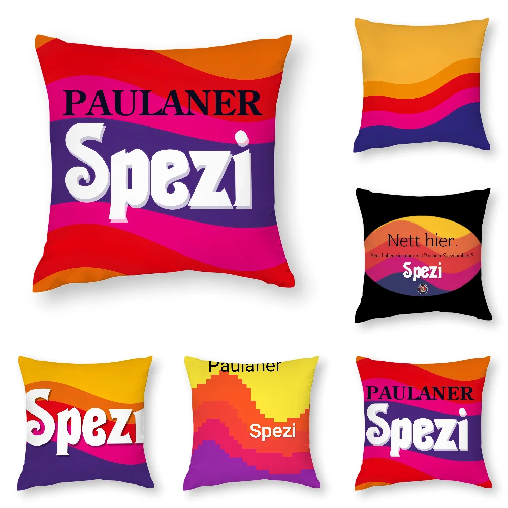 

P-Paulaner Spezi Logo Pillow Case 3D Print Polyester Fiber 40*40 cm Home Sofa Throw Pillow Cover Decoration Festival Gift
