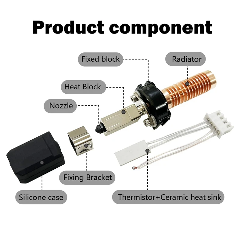0.6mm Ceramic Nozzle Hotend Kit for Adventurer 5M Quick-Detachable Hot End for Adventurer 5M Pro Hardened [No.3 Elnic]