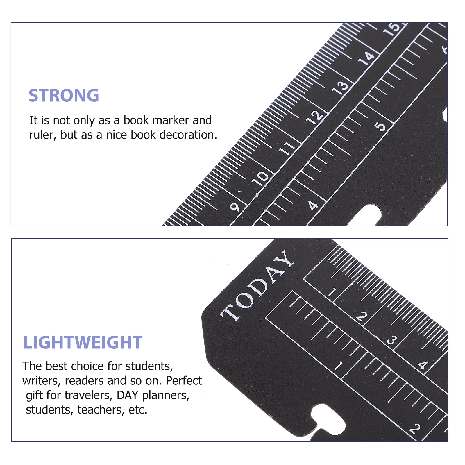 12pcs Bookmarks Ruler A5 A6 Six Hole Loose Leaf Plastic PP Lightweight Drawing Tool Measurement Page Marker Reading