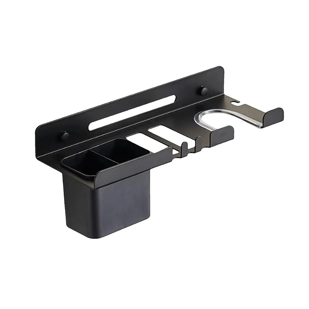 

Carbon Steel Hair Dryer Holder Space Saving Waterproof Straightener Storage Rack Wall Mounted Blow Dryer Hanger for Bathroom