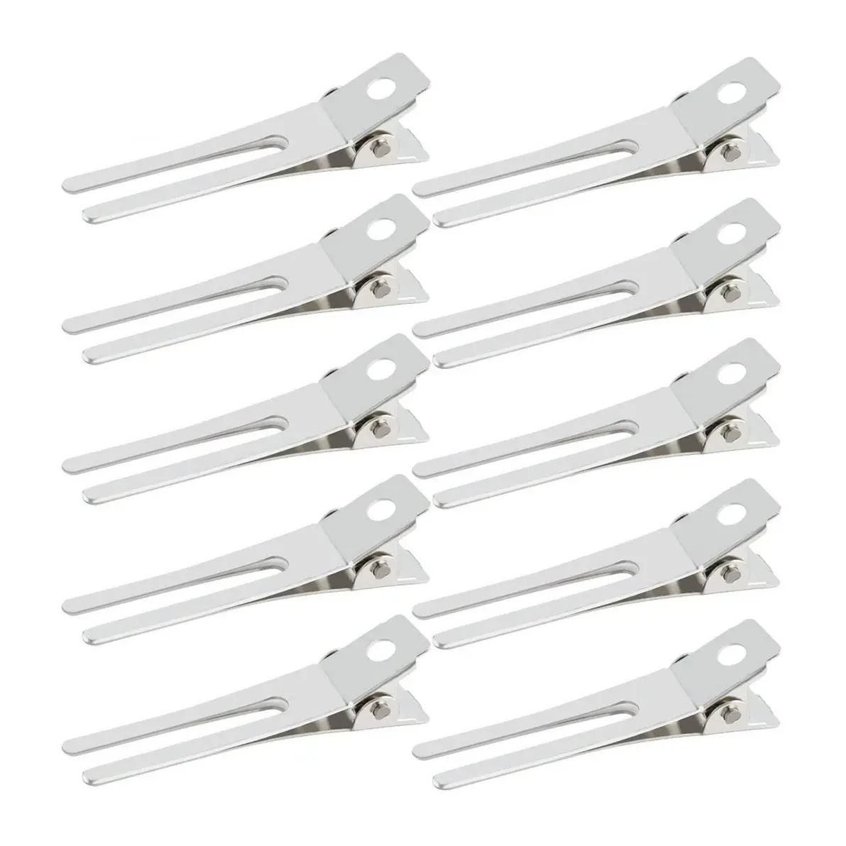 Double Prong Curl Clips, 50Pcs 1.8' Metal Alligator Hair Clips, Rust Resistant Salon Styling Section