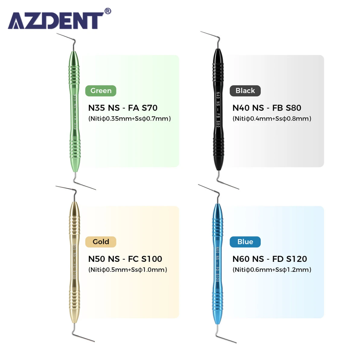 1PC AZDENT Dental Endodontic Hand Plugger Clearly Identify Flexible NITI Tip Vertical Pressure Device Dental Tools