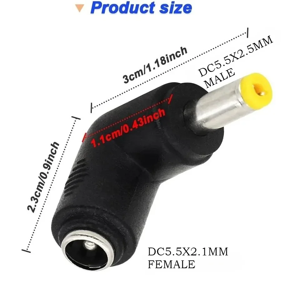 10PCS DC5.5x2.1mm famale 90° Right Angle to DC5.5x2.5mm male Adapter - Premium DC Barrel Power Connector for Tablet Charging，Pro