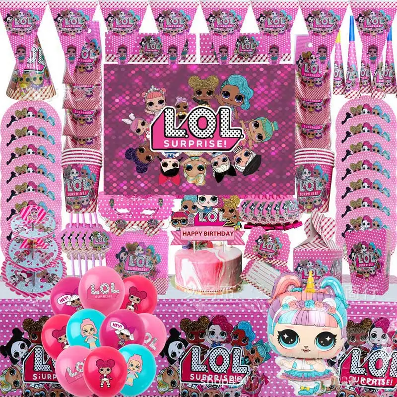 

L.O.L Surprise Doll Disposable Tableware Birthday Party Decoration Sling Ballon Event Supplies Banner Girl Backdrop Baby Shower