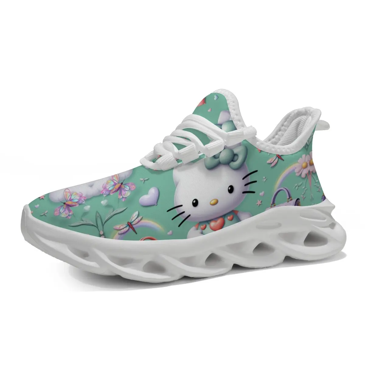 

Спортивная обувь Disney Hello Kitty для девочек, легкая дышащая модная спортивная обувь на мягкой подошве для прогулок, повседневная теннисная обувь на плоской подошве для детей