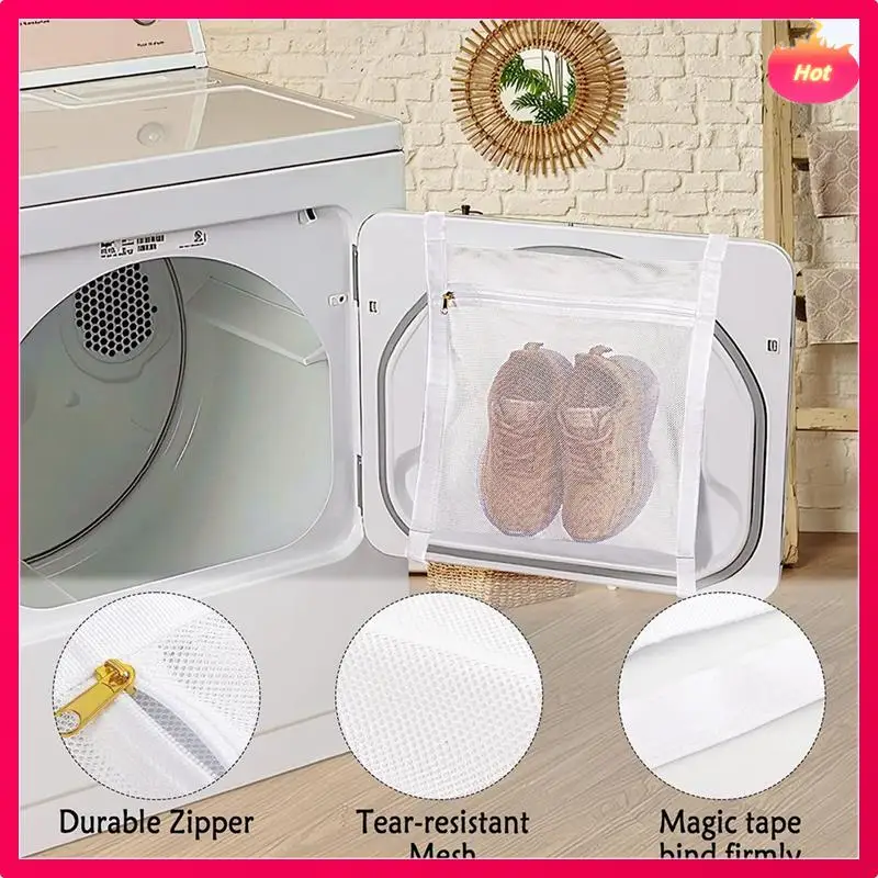 3 Pcs Drying Bag For Dryer,Honey Comber Mesh Bags With Zipper And Strap For Shoes,Laundry Reused Bag Tool