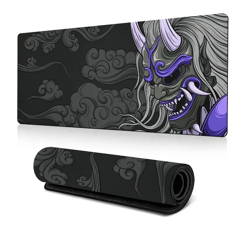 Japanese Devil MousePad Large Computer Gamer Lock Edge Table Mat Laptop Oni Mouse pad HD Print Non-slip Rubber Keyboard Rug