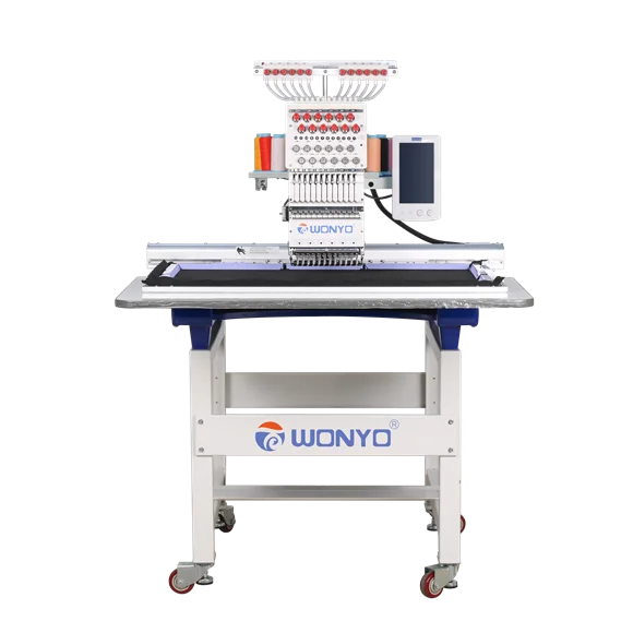 WONYO Flat Embroidery Machine Model WY1201CM Single Head 12 Needles with Embroidery Size 800x500mm