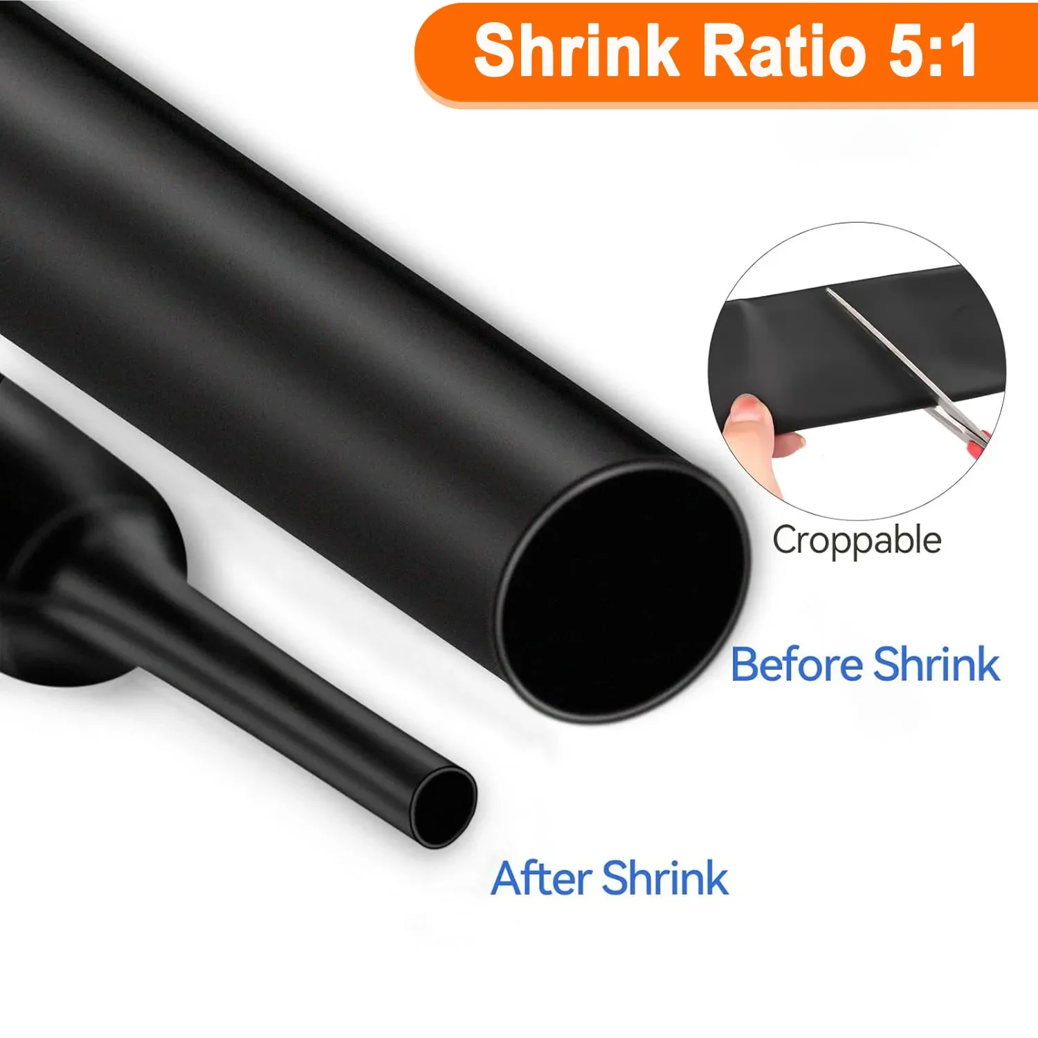 5:1 Ratio Φ4mm-Φ52mm Heat Shrink Tubing Dual Wall Adhesive Lined Shrinkable Wire Wrap Tube Industrial Marine Grade Waterproof