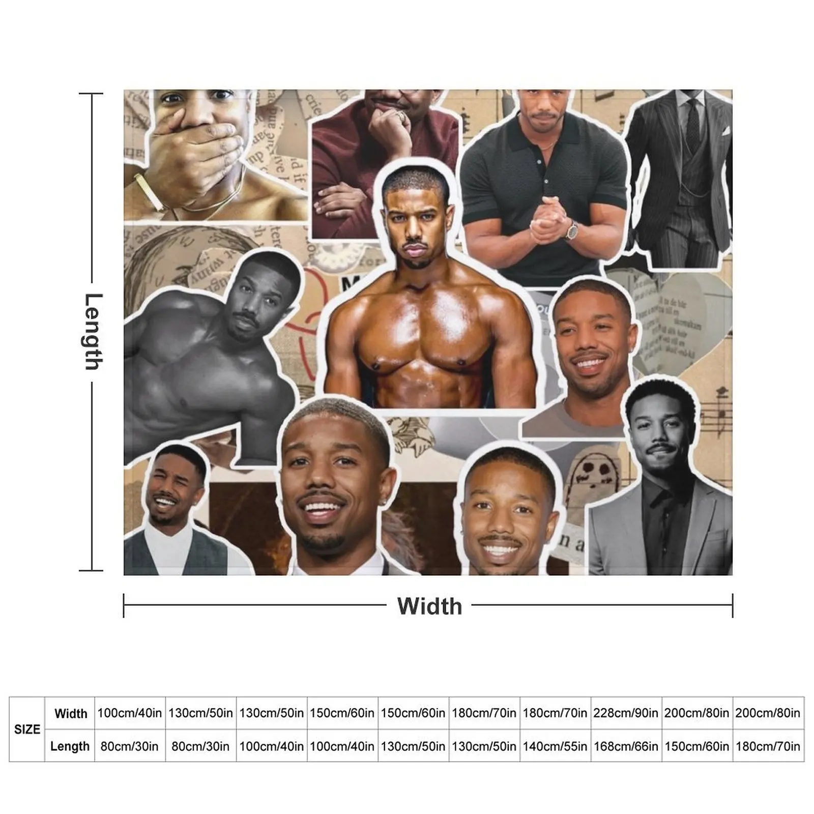 michael b jordan photo collage Throw Blanket Vintage Comforter Hairy Blankets