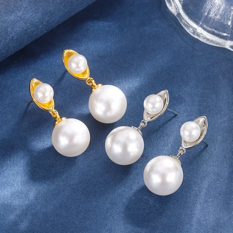 

12mm Korean Fashion Pearl Pendant Earrings for Women Luxurious Party Wedding Anniversary Fine Jewelry Birthday Gift Charms Boho