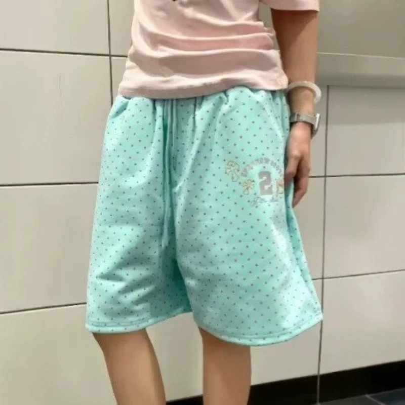Retro American Polka Dot Wide Leg Five-Point Pants Women's Summer New Loose Casual Five-Point Trendy Brand Shorts