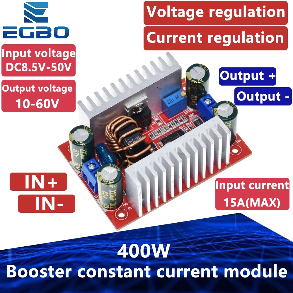 1~4PCS DC400W 15A Step-up Boost Converter Constant Current Power Supply LED Driver 8.5-50V 10-60V Voltage Charger Step Up Module