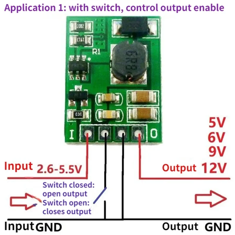 With Enable Boost Power Module DC-DC 2.6-6V to 5V 6 9V 12V DDEN12MA