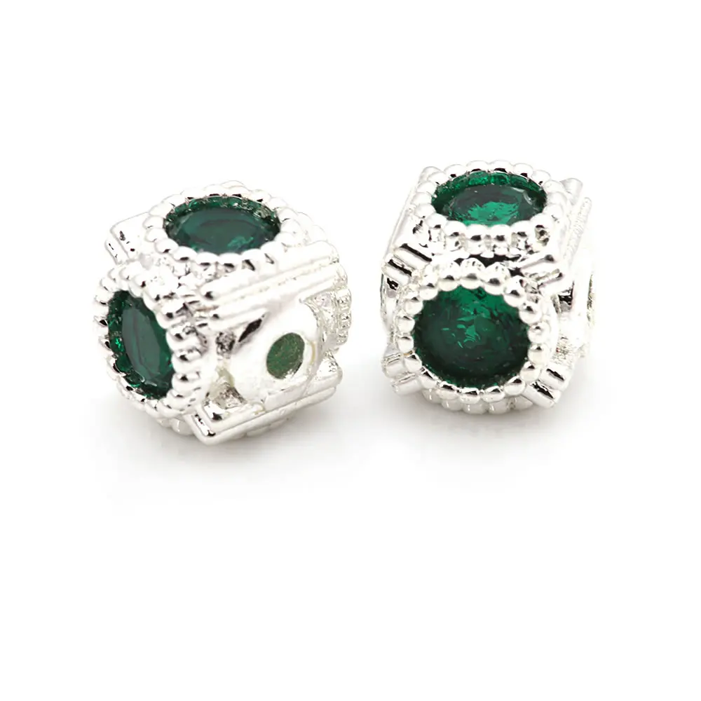 6PCS 18K Gold Color Brass and Zircon Cube Spacer Beads Bracelets Beads High Quality Diy Jewelry Making Accessories for Women