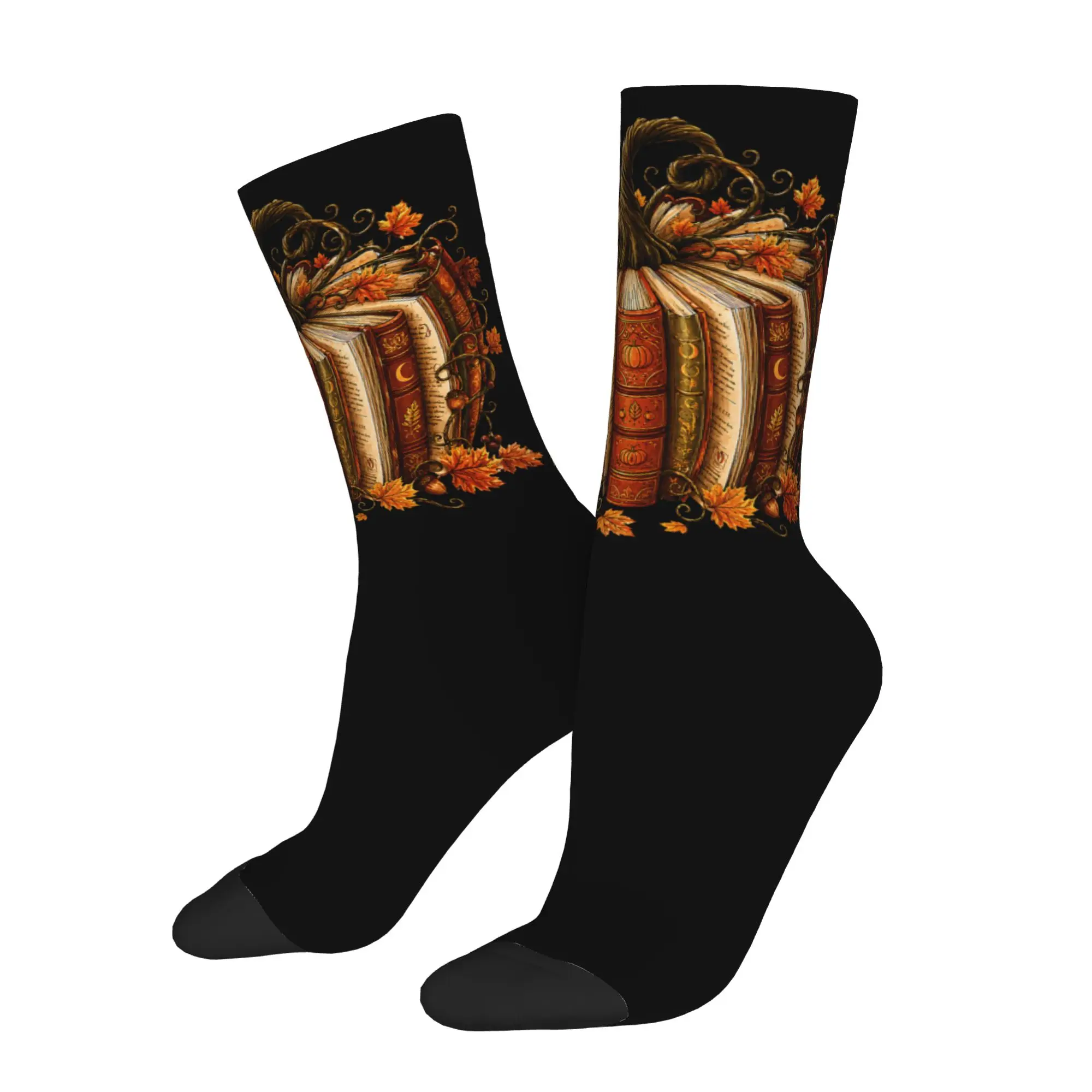 Happy Male Men Socks Halloween Fall Reading Pumpkin Book Sock Polyester  High Quality Women Socks Spring Summer Autumn Winter