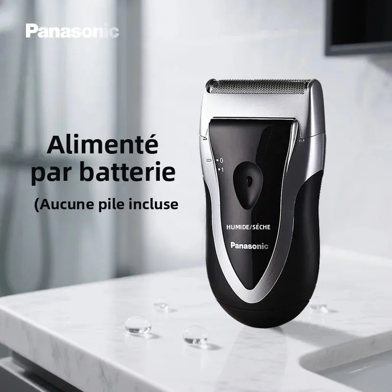 Panasonic rasoir �lectrique pour hommes, rasoir de voyage � piles, rasoir l�ger sec et humide sans fil avec poign�e ergonomique