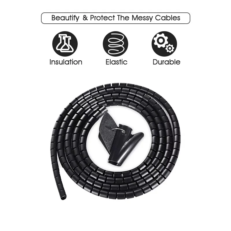 1.5M 16mm Protective Tube Clip Organizer Management Tools Flexible Spiral Cable Wire Protector Cable Organizer Computer Cord
