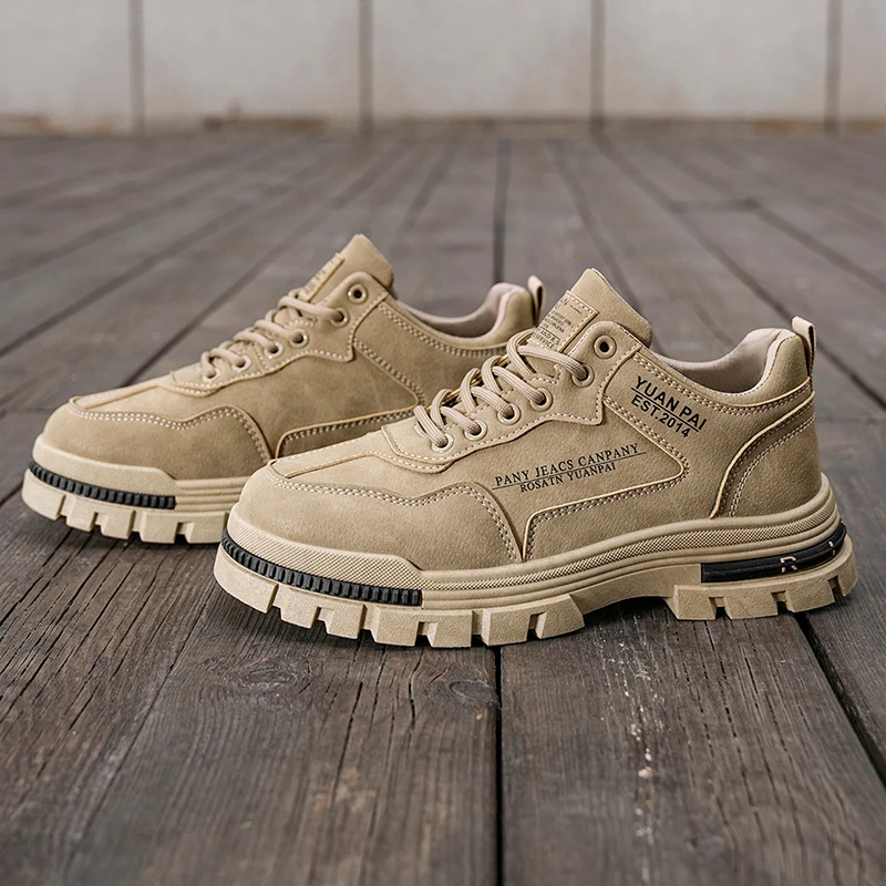 Men's Thick Sole Work Boots Non Slip Casual Platform Sneakers Outdoor Hiking Walking Fashion Utility Shoes view 5