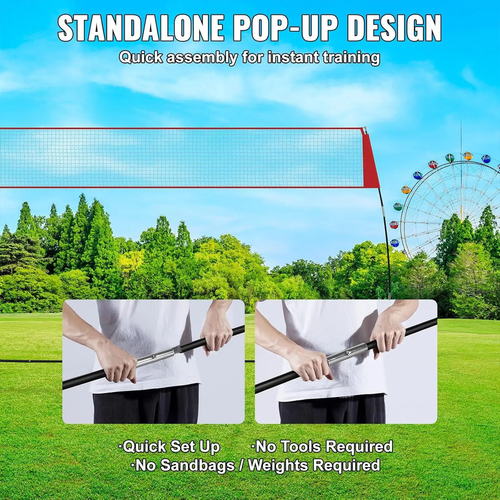 Volleyball Practice Equipment Adjustable Height Sturdy Mesh Net for Setting Spiking Passing Home Backyard Training