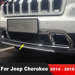 Front Center Grille Grills Cover Trim For Jeep Cherokee 2014 2015 2016 2017 2018 Chrome Bottom Bumper Racing Strip Car Styling