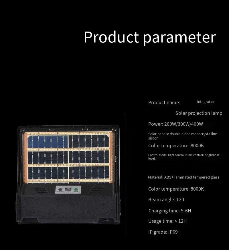 New double side solar panel new Design Solar Floodlight Outdoor Waterproof Solar LED Flood Light 200W 300W 400W Solar Lights