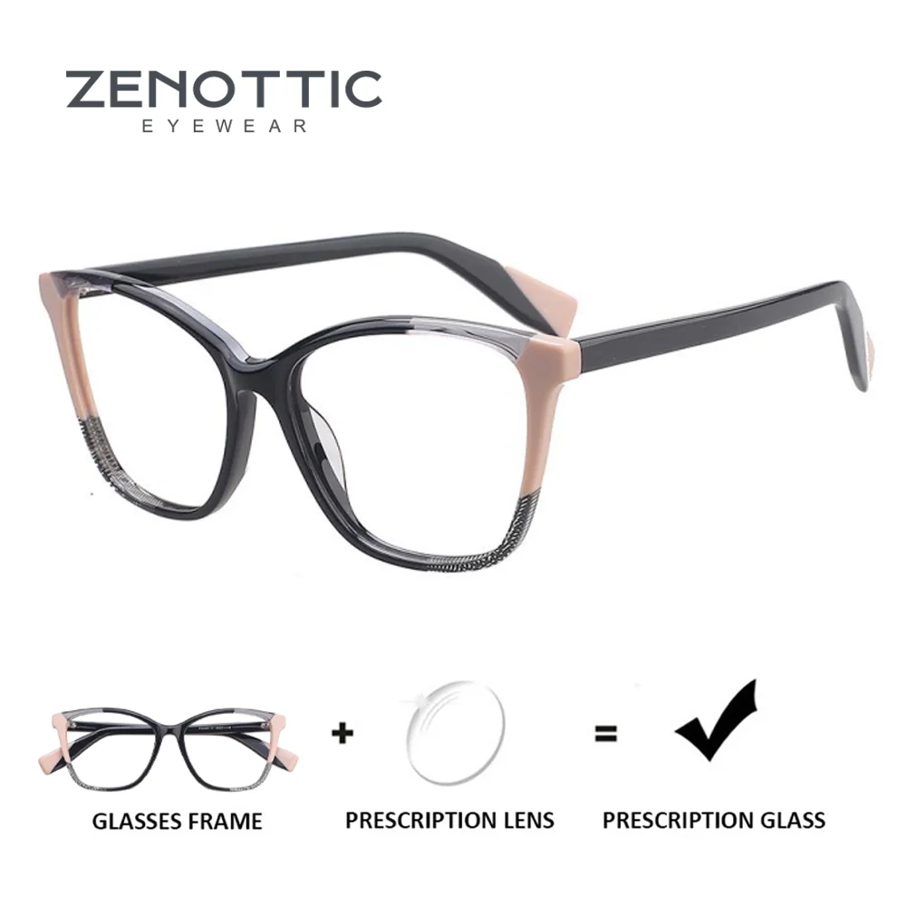 

ZENOTTIC Fashion Acetate Butterfly Prescription Glasses for Women Photochromic Optical Eyeglasses Progressive Eyewear