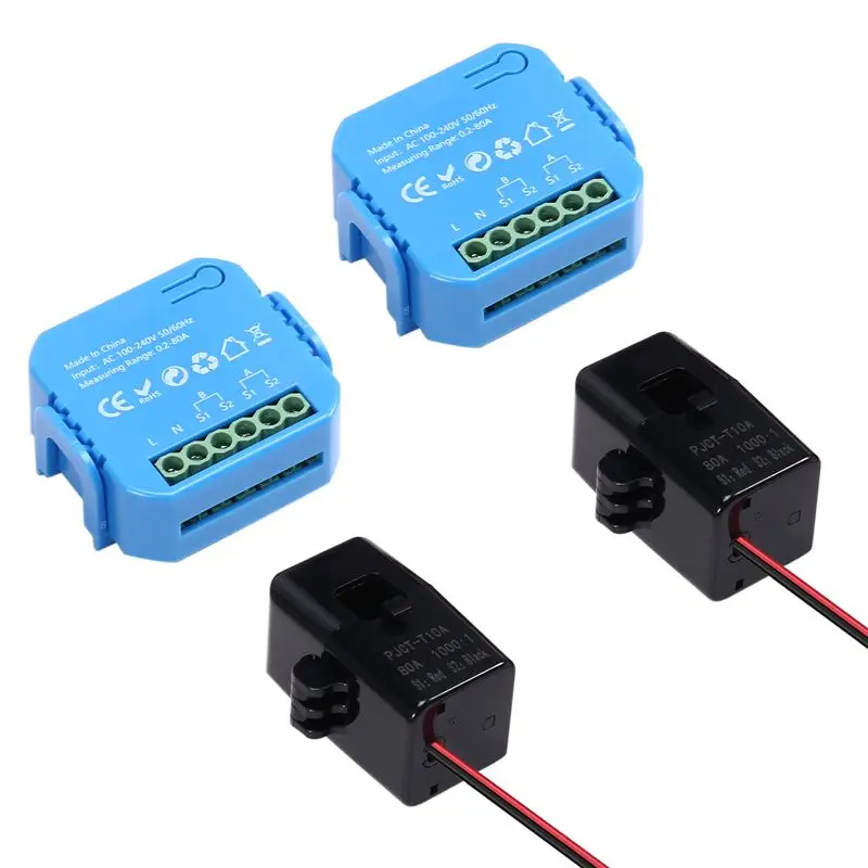 AC57-2Pcs Tuya Smart Life Energy Meter Power Production Consumption Bidirectional Power Monitor Support APP Control