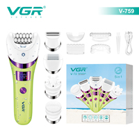 VGR Hair Trimmer Electric Epilator Hair Removal Personal Care Appliances Body Trimmer 5 IN 1 Waterproof Hair Remover Women V-759
