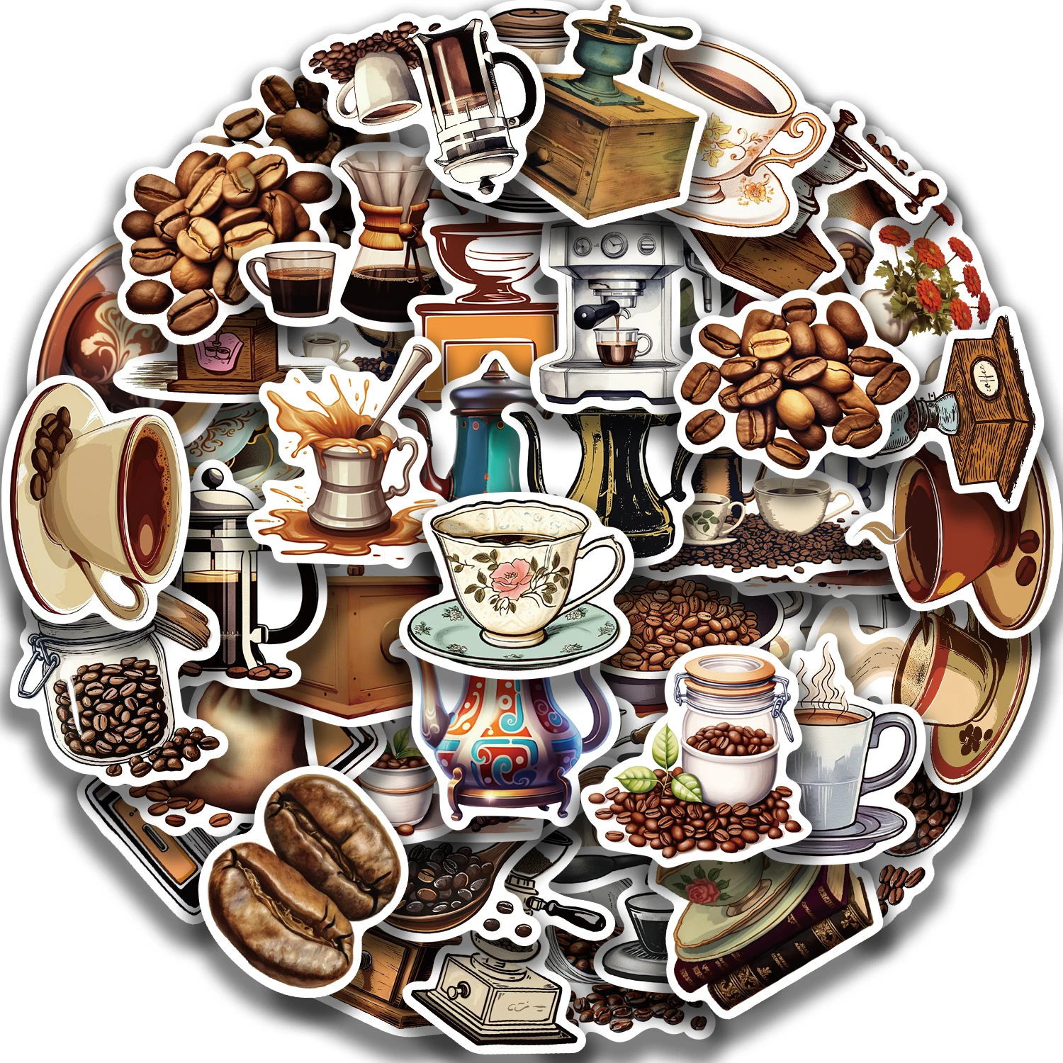 

50 pcs Hot Coffee Bean Stickers Fashion Home Bedroom Decor Mural Decal Theme Door Wallpaper Sticker