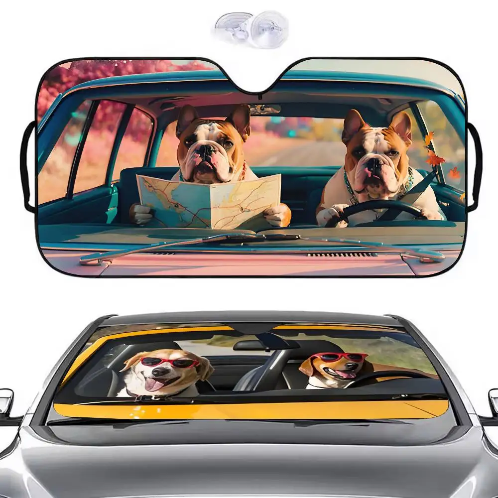 

HAPPY Serious DOG DRIVING Автомобильный солнцезащитный козырек Parasol Солнцезащитный козырек на лобовое стекло автомобиля с защитой от ультрафиолета и внутренний охладитель