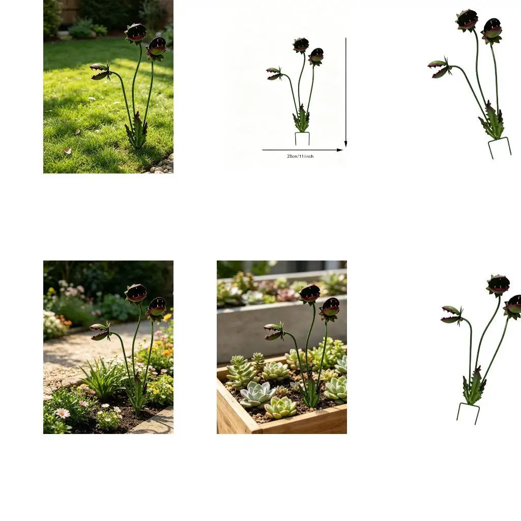 

Whimsical Iron Artificial Flower Eating Stake For Garden Setting 71cm D2RD