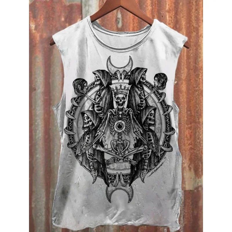 للجنسين ريترو القوطية هالوين ثلاثية الأبعاد مطبوعة تانك القمم الشرير نمط الشارع موضة عادية تانك اللياقة البدنية الرياضة الرجال تانك القمم زائد S-5XL #4