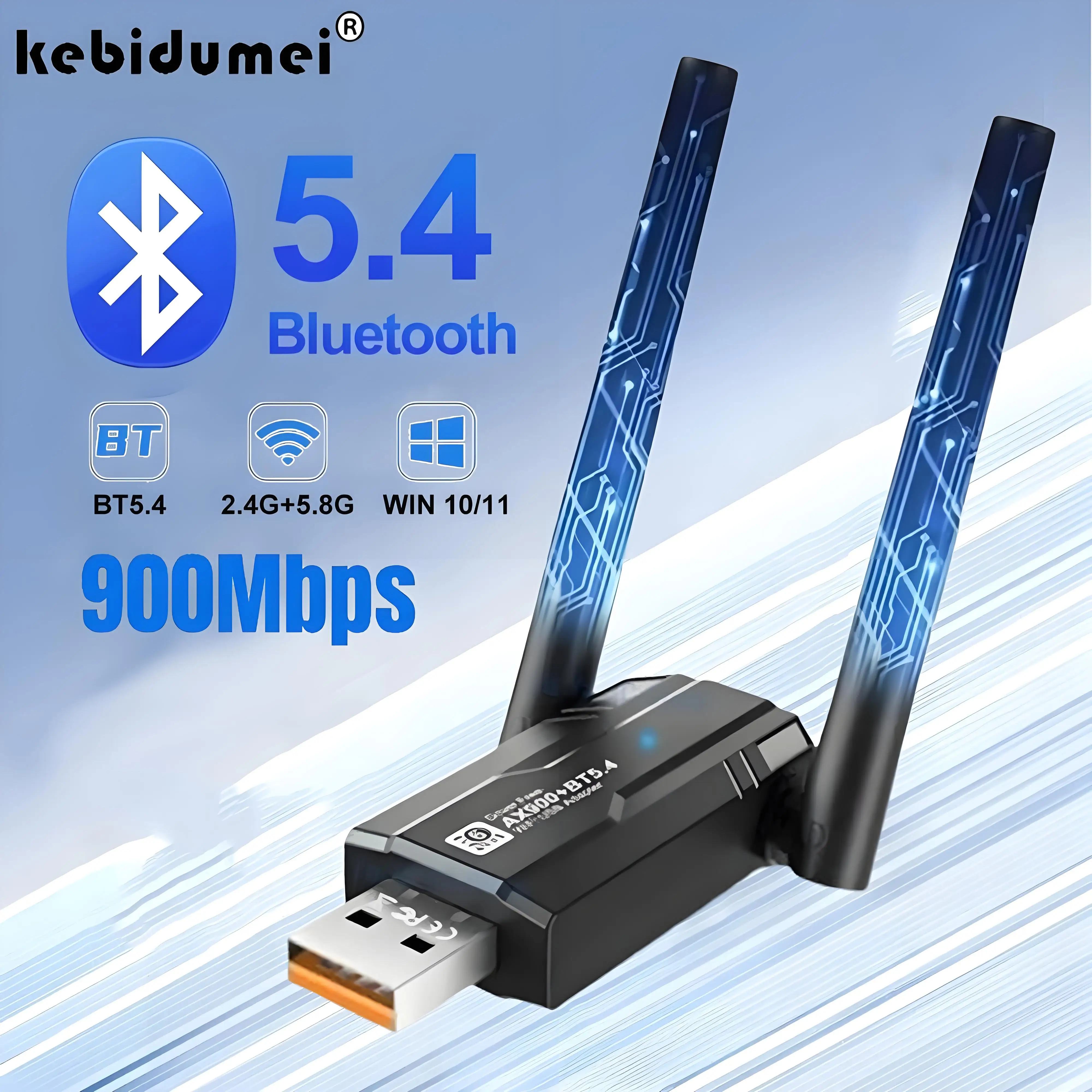 

USB Bluetooth 5.4 Adapter Dual Band 2.4G/5G WiFi Receiver Dongle Music Audio Receiver Transmitter for PC Wireless Mouse Keyboard