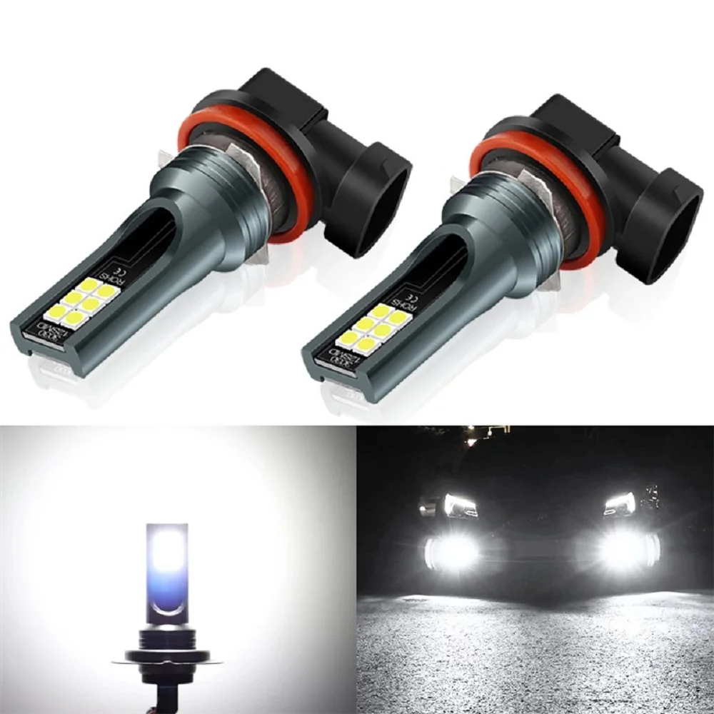 2PC H8 LED H11 H1 9005 9006 HB3 HB4 H7 H3 H4 Car Fog Lights With 3030 Chips12LED 6000K White Auto Fog Lamp Day Running Light 12V