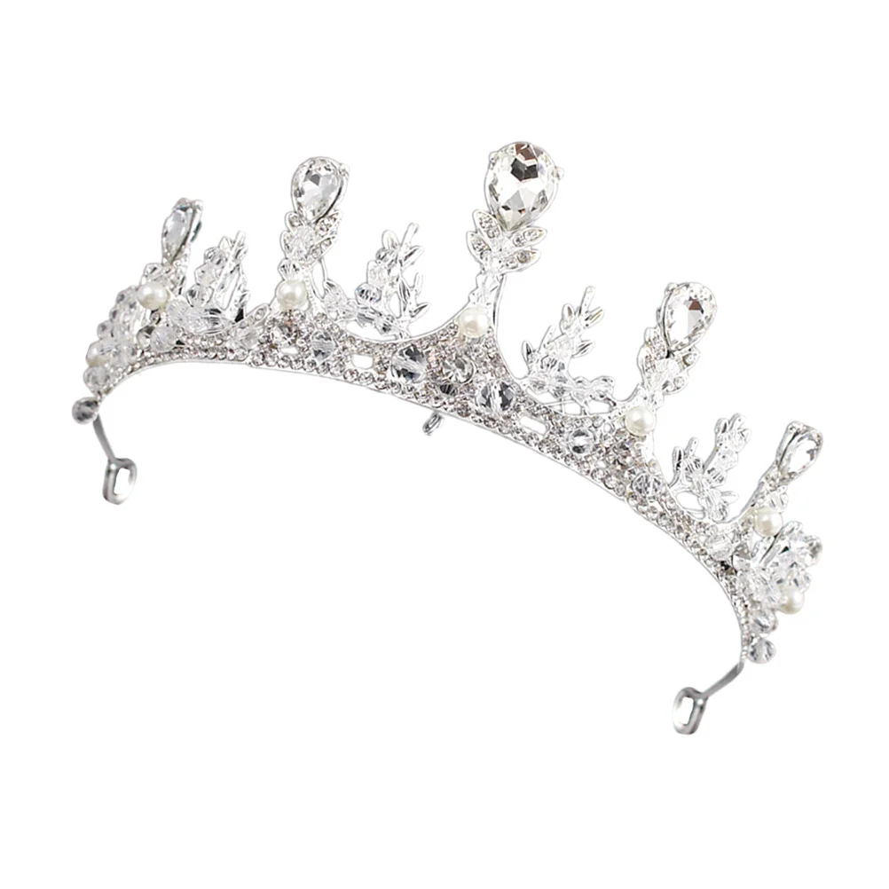 

Bridal Crystal Rhinestone Alloy Crown Wedding Tiara Pearl Headdress Party Headwear Decorative Photo Props Jewelry