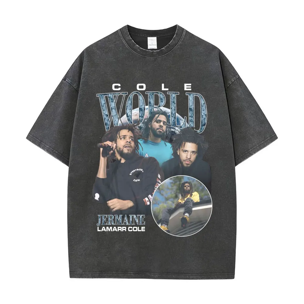 

Washed Vintage J Cole Graphic T Shirt Men Women Summer Hip Hop Fashion T Shirts Men's 100% Cotton Oversized T-shirt Streetwear