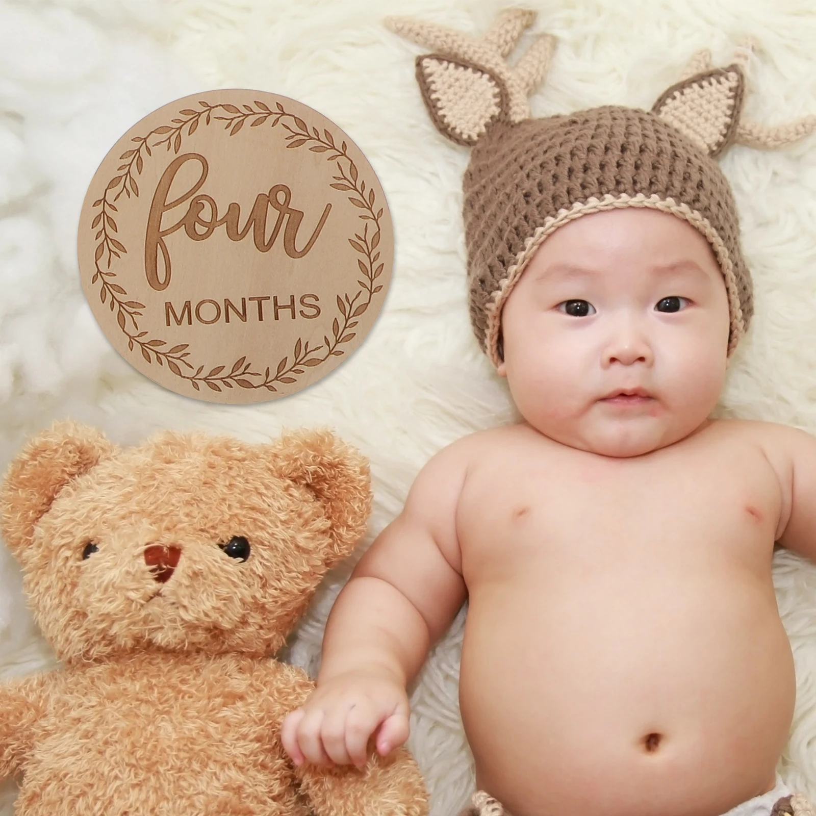 

12Pcs Baby Milestone Cards Wooden Growth Commemorative Photo Props Monthly Infant Growth Recording Cards Baby Gifts