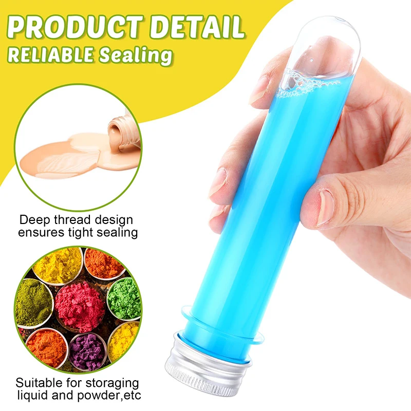 50Pcs Empty Refillable Clear Plastic Test Tubes Bottle with Silver Aluminum Cap Multipurpose Leak-proof Vial Jars Holder 40ml