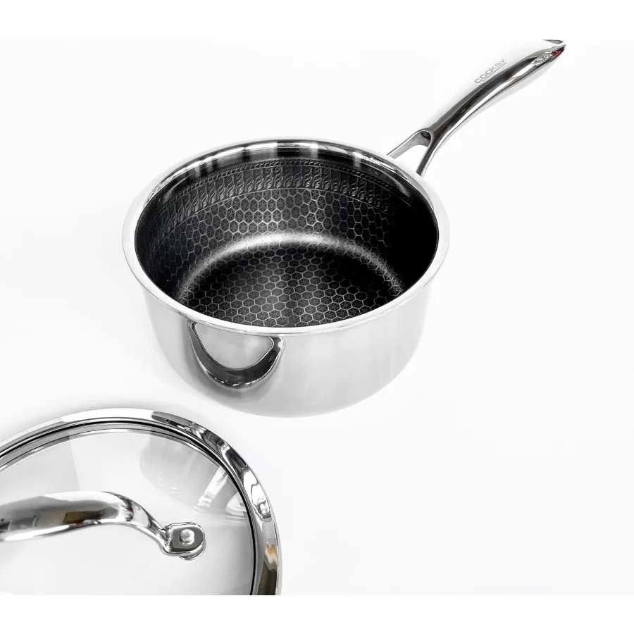 

1.5 Quart Honeycomb Surface Hybrid Stainless Steel Saucepan with Lid