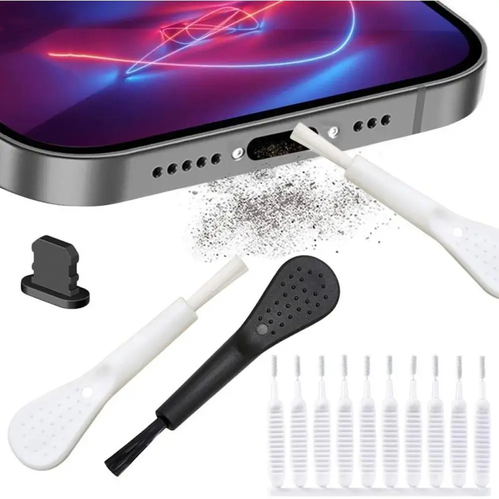 Dredging Gap Cleaning Soft Bristle Brush Phone Port Cleaner Kit Mobile Phone Cleaning Kit Cleaner Brush Charging Port Dust Plug