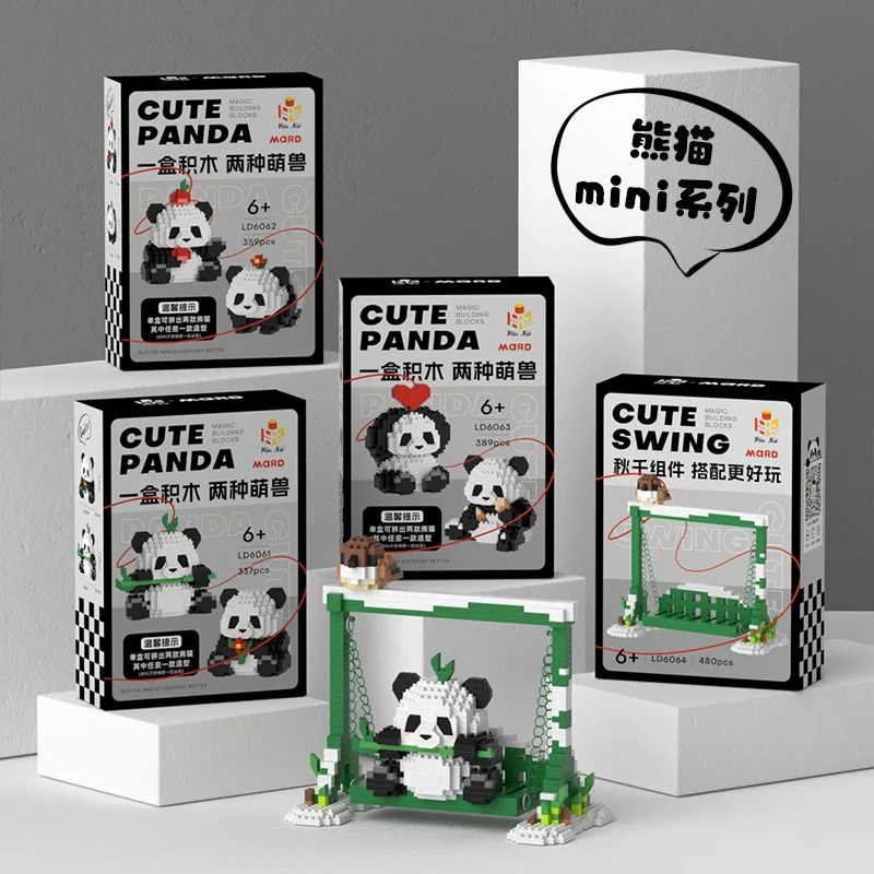 Bloco de construção de panda chinês para crianças de 6 a 8 anos, brinquedo 3d, micro bloco para adultos, montagem de tijolos, presente para meninos