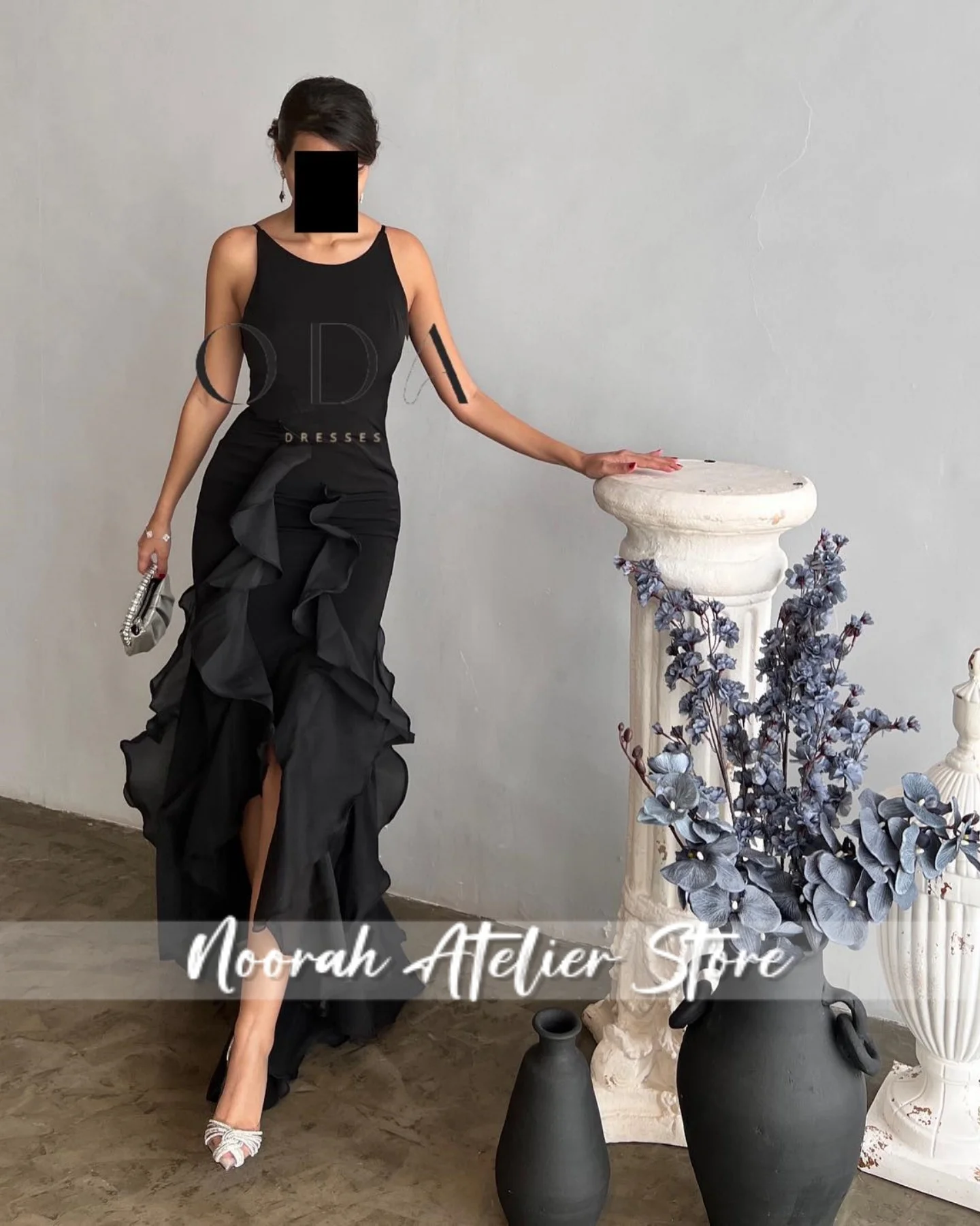 

Elegant Black Halter O N Saudi Arabia luxury Evening Dresses 2025 Tulle Train wedding dresses فساتين سهرة Prom Gown Customized