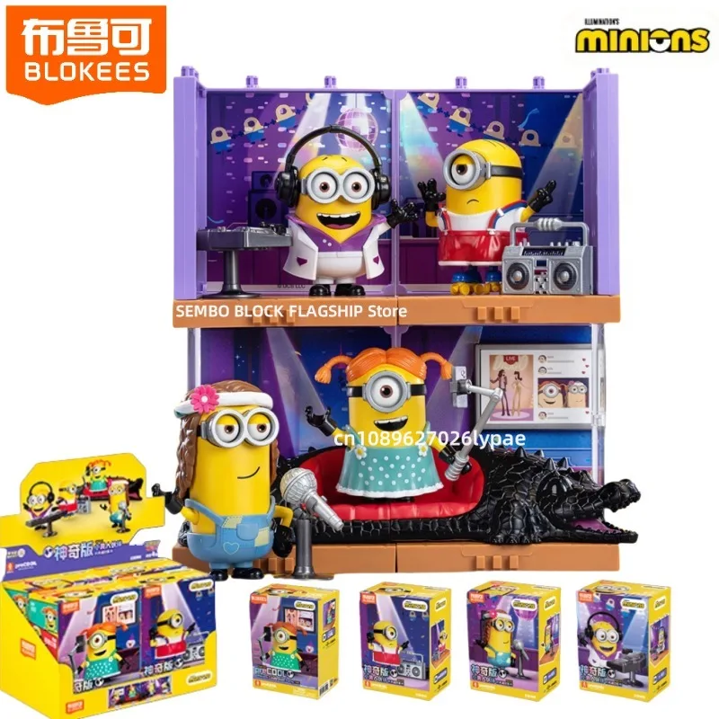 

Minions Magic Edition Assembling Building Block Man Celebration Party Series Animation Kawaii Toys Model Decoration Holiday Gift