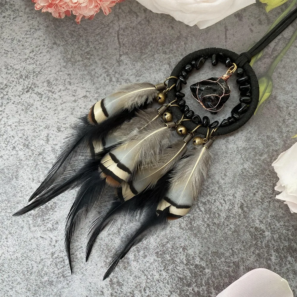 Ethnic Car Pendant Dreamcatchers Car Hangers Tassels Stone Bells Dream Catcher Auto Hanger for Wall Art