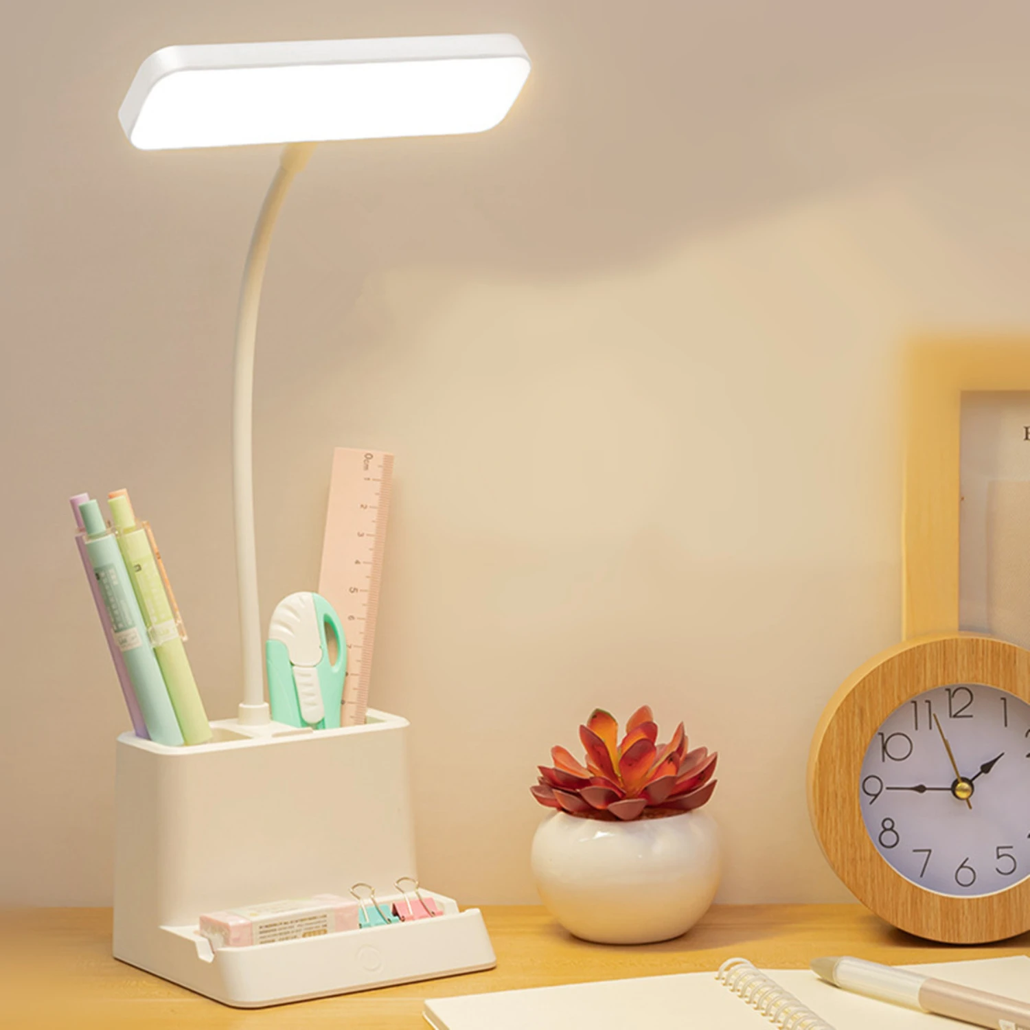 New USB Learning Dormitory Bedroom Bedside Reading Night Light LED Desk Lamp Eye Protection Support Desk College Student Nightli