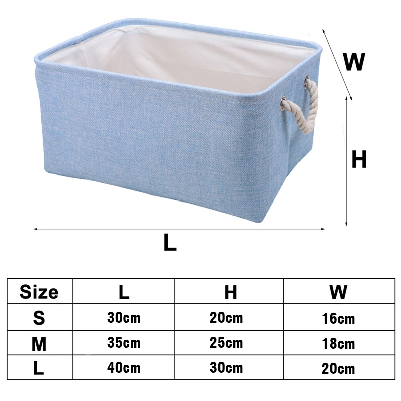 Cotton Linen Folding Storage Baskets Laundry Basket Kids Toys and Sundries Organizer Clothes Storage Box Cabinet Storage Bag