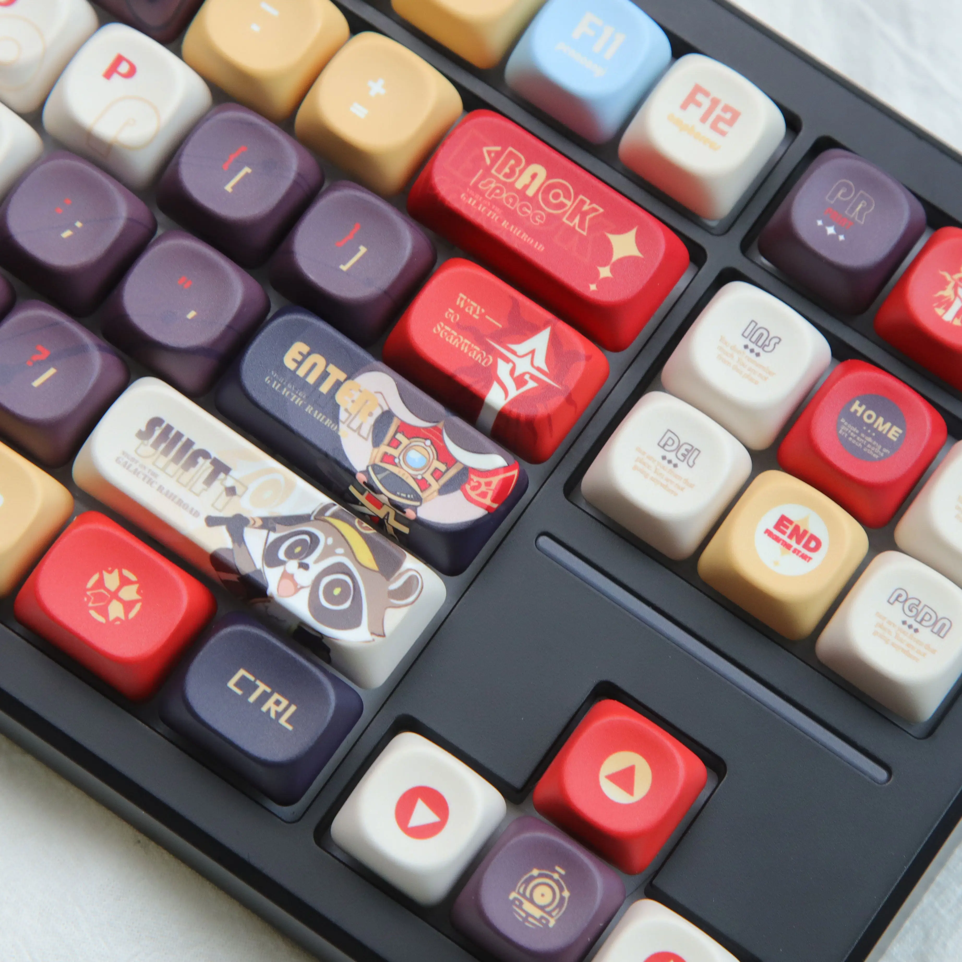 

MAIMOOO Cartoon Anime Keycaps MOA Profile Honkai: Star Rail PBT Custom Retro Red Game Keycaps for Aula Mechanical Keyboard Gifts
