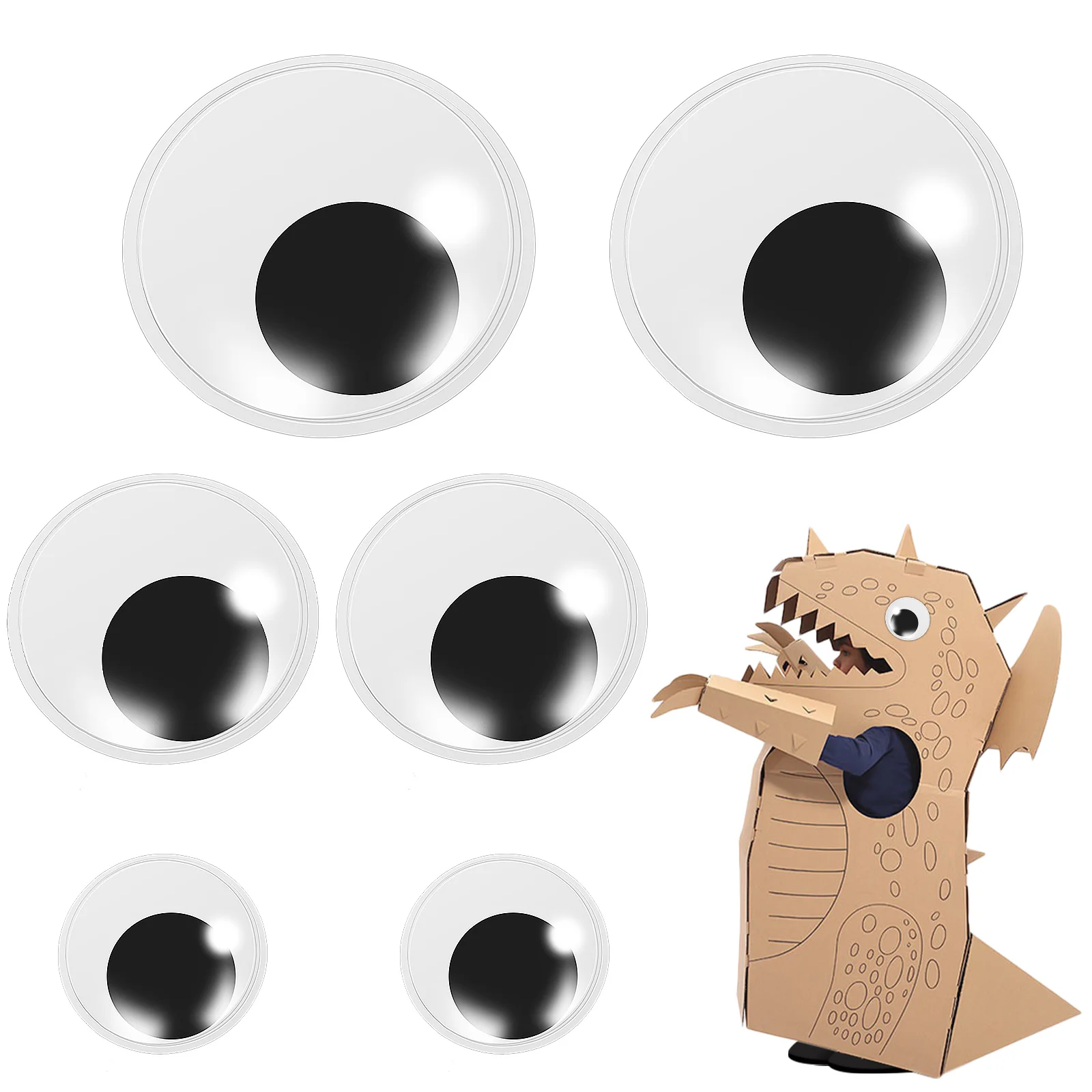 

6 pcs Googly Eyes Self Adhesive 5cm 7cm 10cm Sizes Craft Safety Eyeballs For Stuffed Crochet Projects PVC Material
